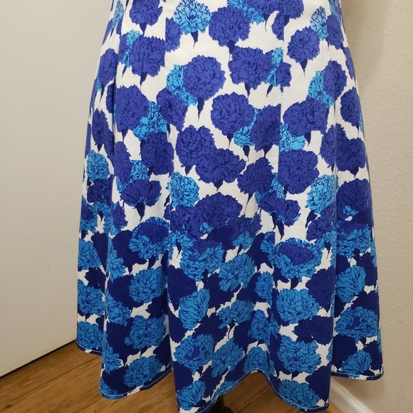 Pretty Blue & White Floral Dress By Maggy L Size 8 - Picture 2 of 8